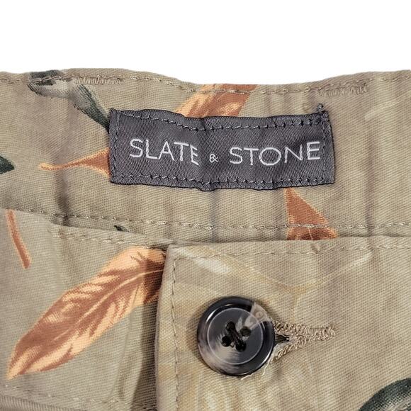 NWT Slate and Stone Khaki Leaf 7" Cotton Ross‎ Short Men's Size 34 - Picture 4 of 12